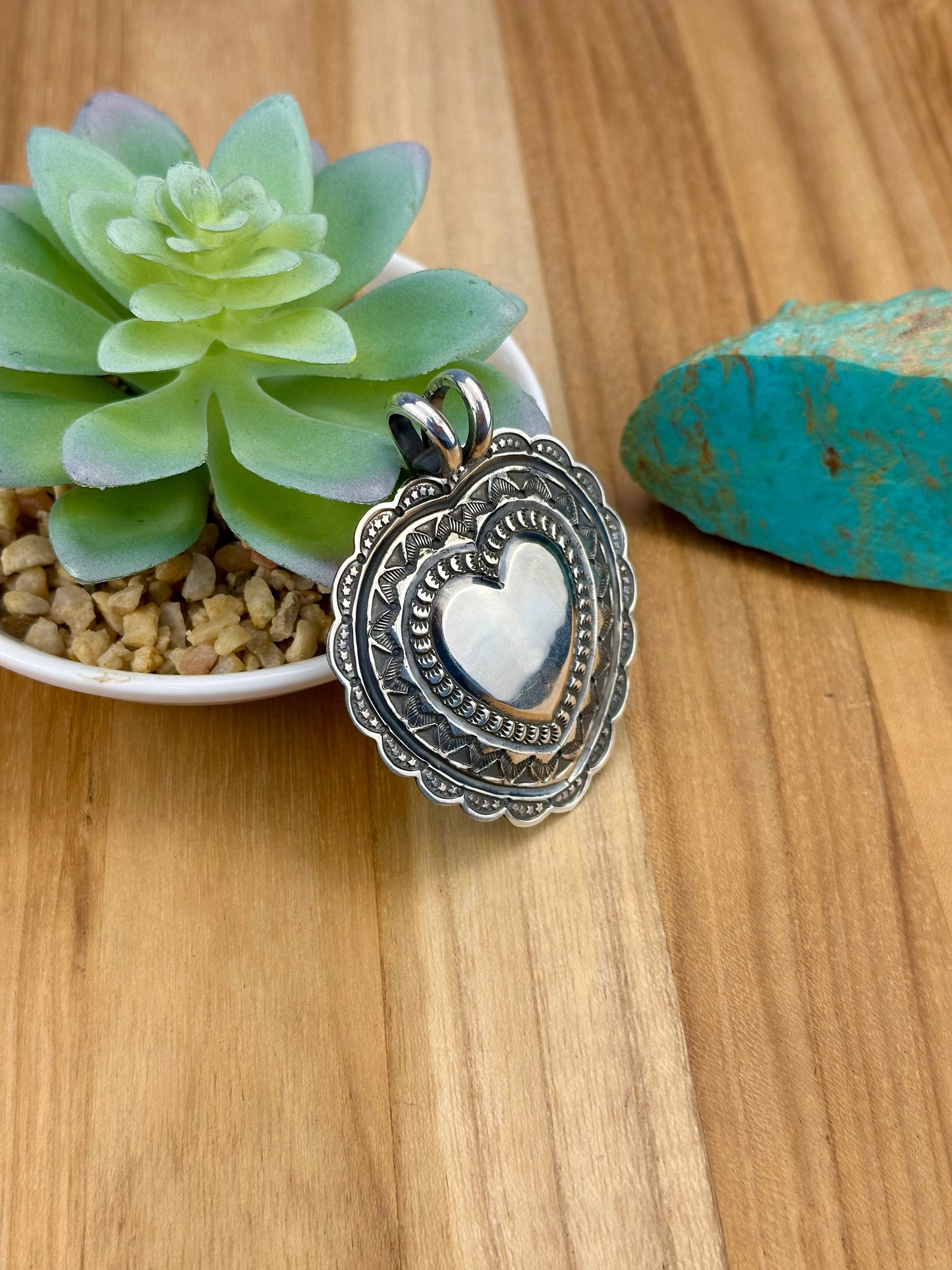 Sterling Silver Heart Stamped Pendant