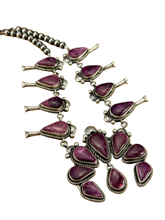 Purple Spiny Squash Blossom Necklace