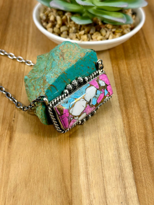 Cotton Candy Bar Sterling Necklace