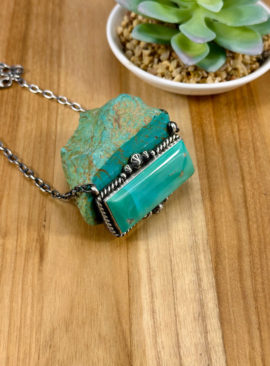 Kingman Turquoise Bar Sterling Necklace