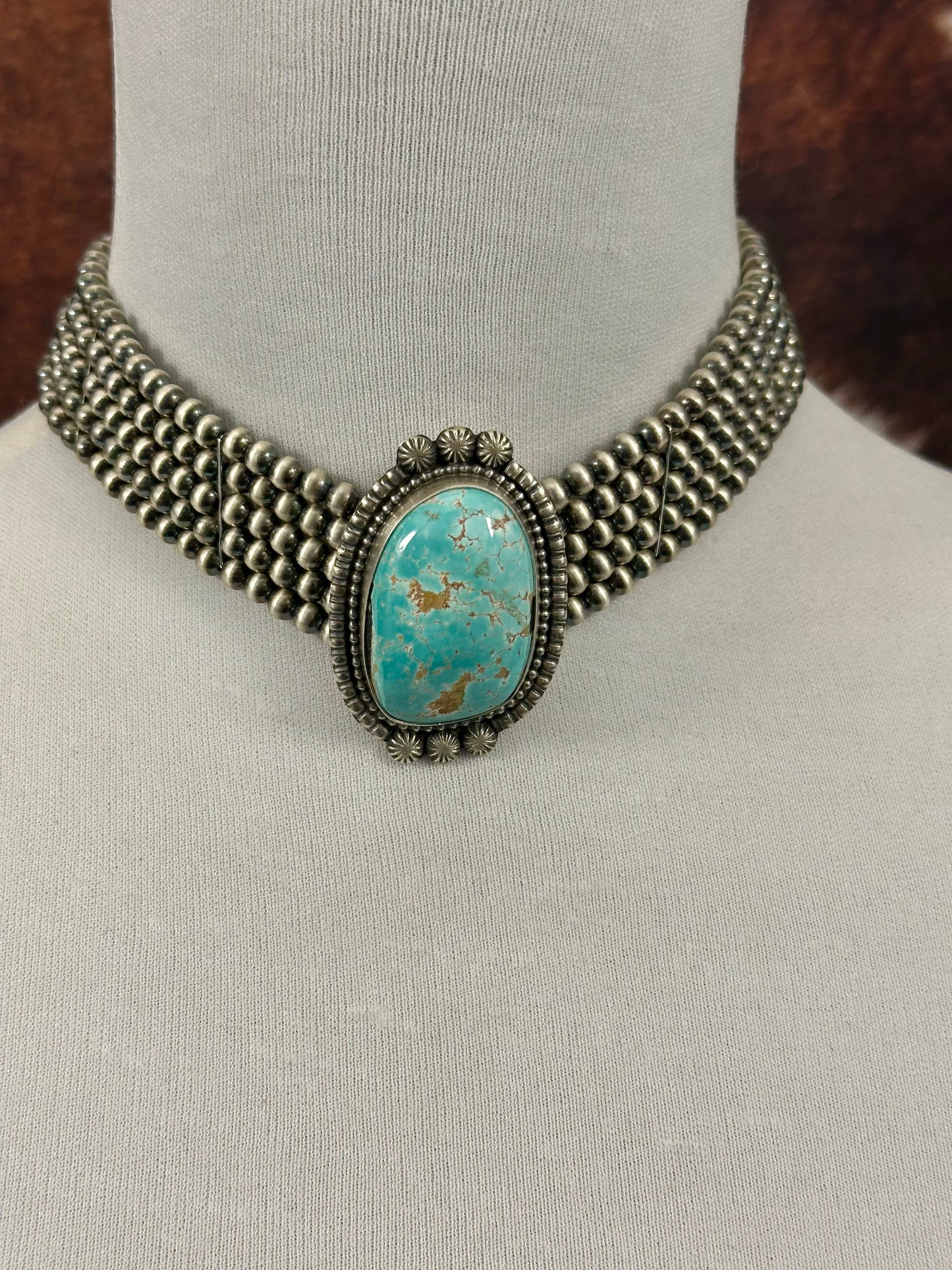 Kingman Turquoise Multi Strand Pearl Choker