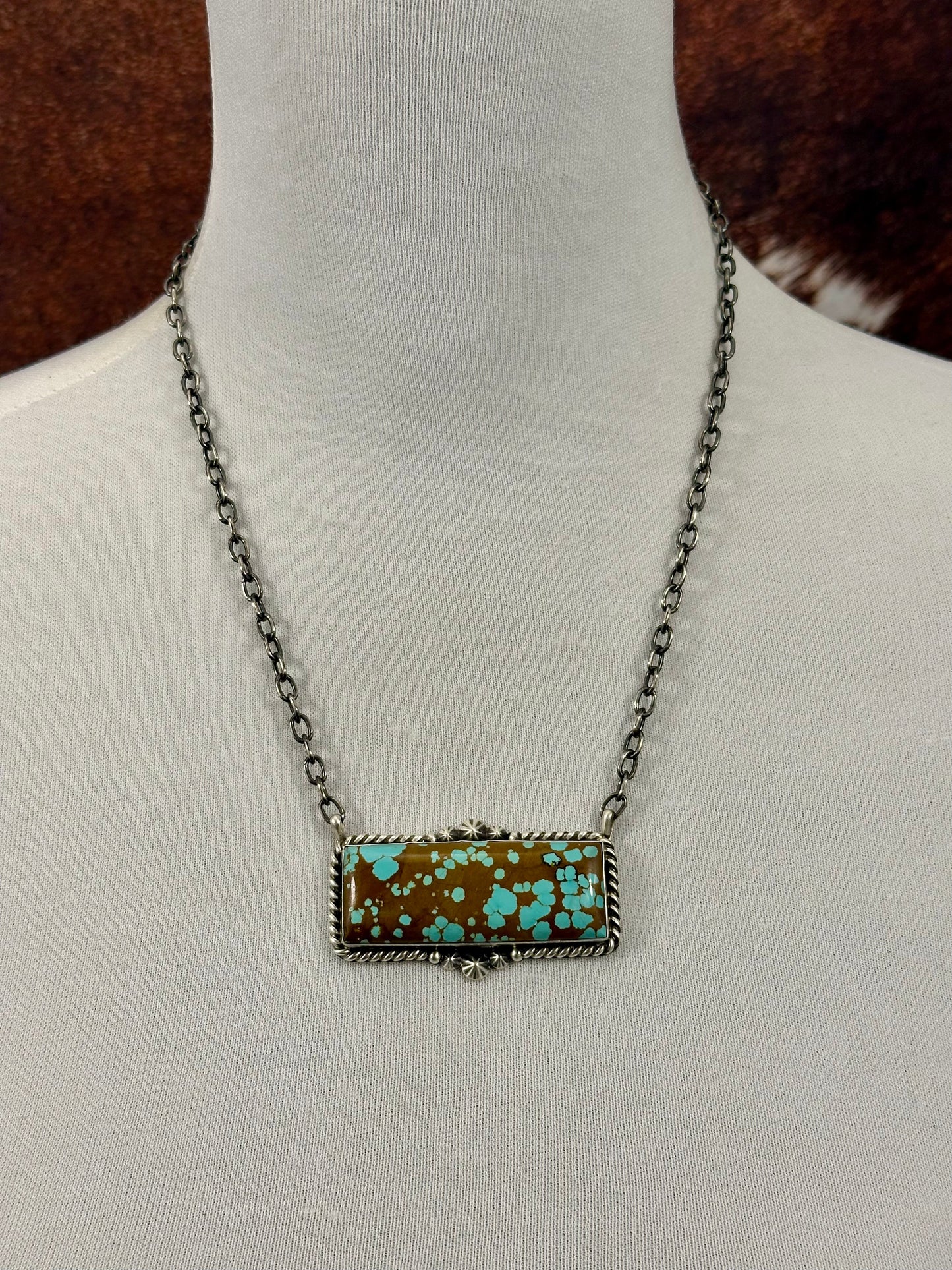 #8 Turquoise Bar Sterling Necklace