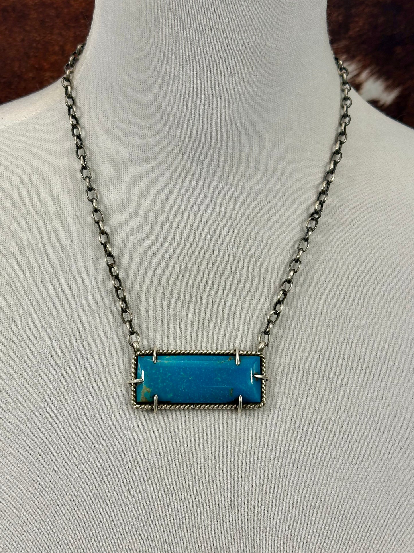 Kingman Turquoise Waterproof Bar Necklace
