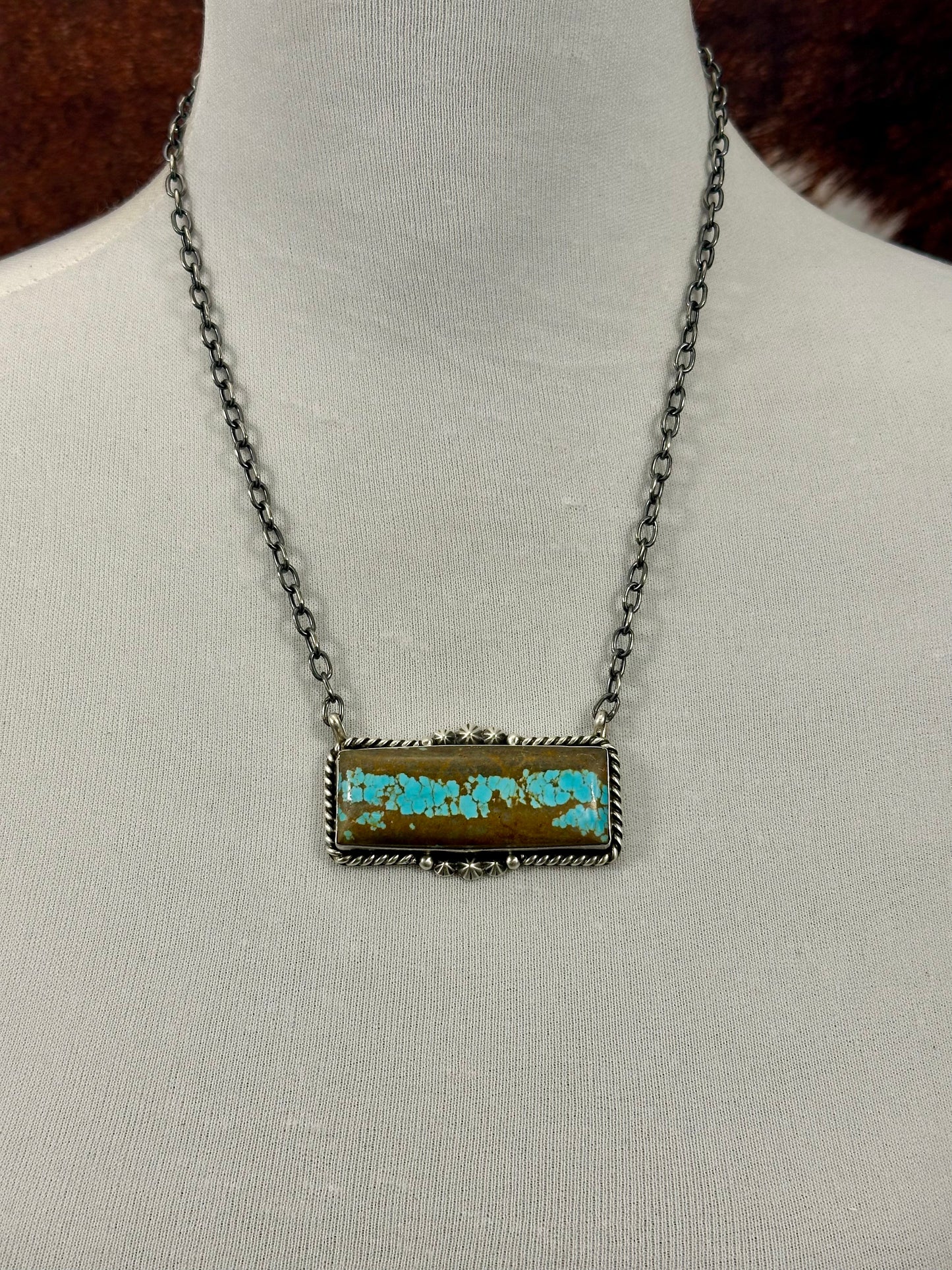 #8 Turquoise Bar Sterling Necklace