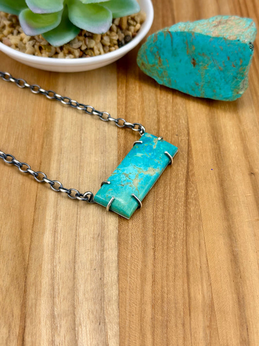 Kingman Turquoise Waterproof Bar Necklace