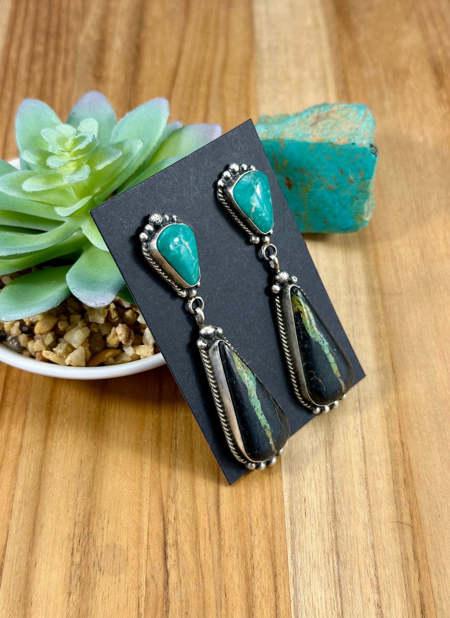 Black Jack 2 Stone Dangle Earrings