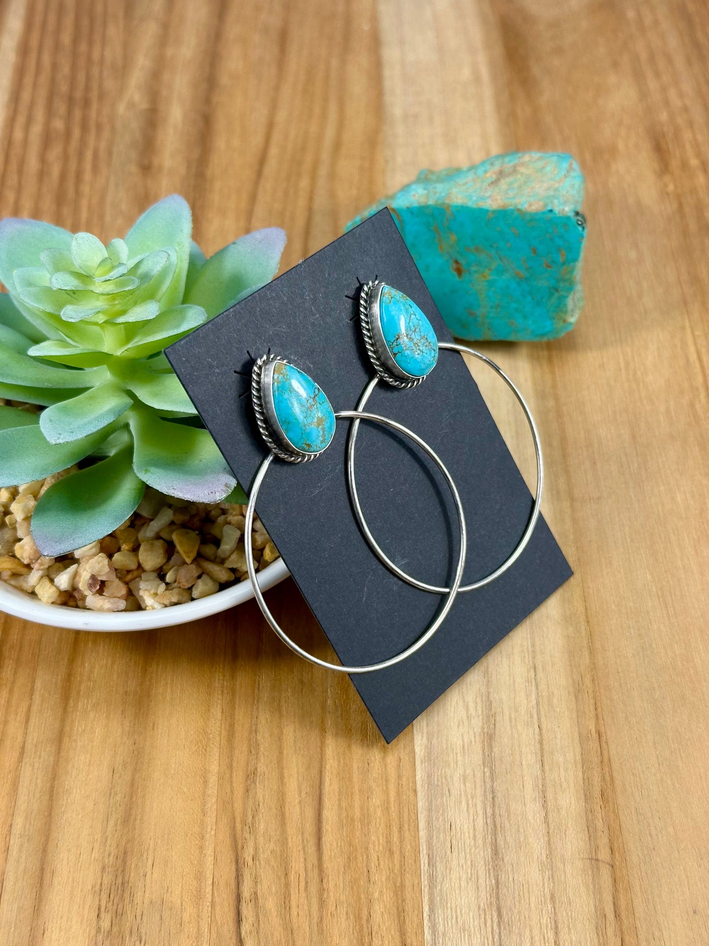#8 Turquoise Teardrop Hoop Earrings