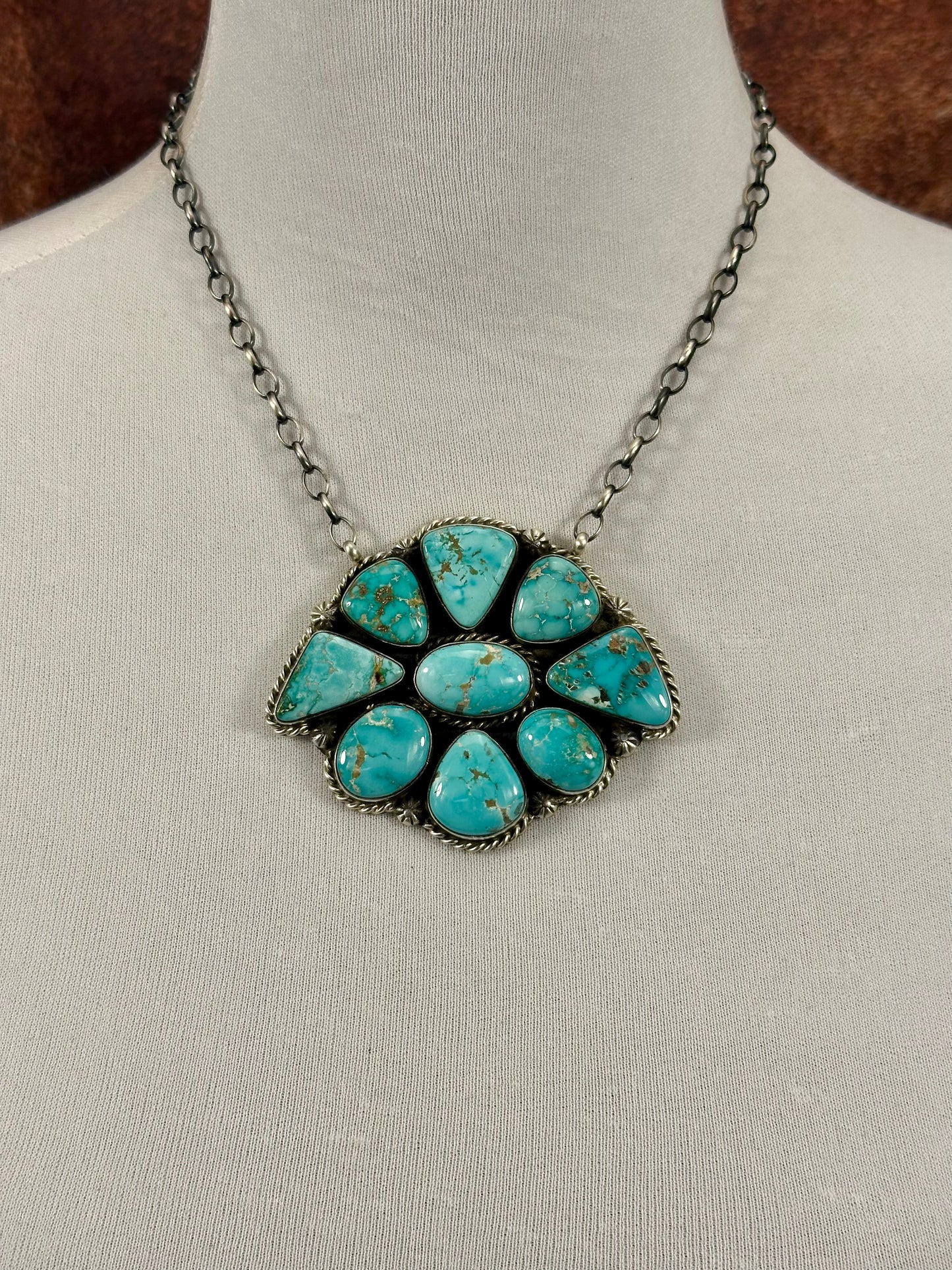 Fox Turquoise Cluster Necklace