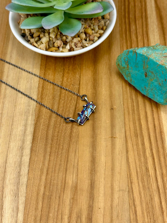 Purple Dahlia Sterling Waterproof Bar Necklace