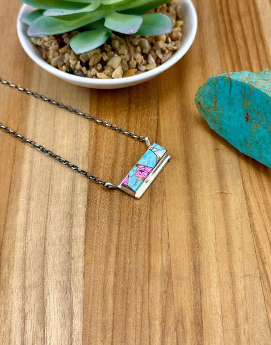 Cotton Candy Sterling Bar Necklace