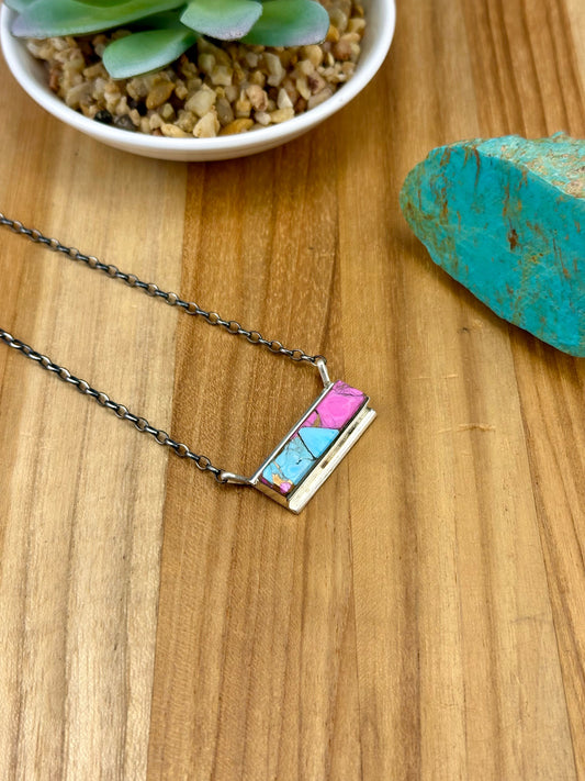 Cotton Candy Bar Sterling Necklace