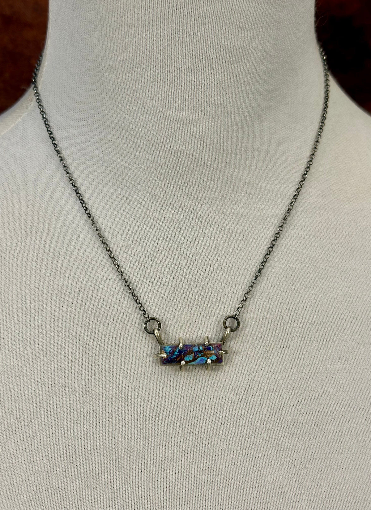 Purple Dahlia Sterling Waterproof Bar Necklace