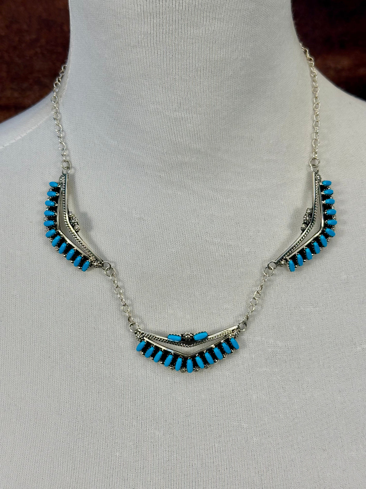 Kingman Turquoise Cluster Necklace