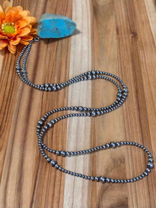 48" 4-8MM Sterling Pearl Necklace