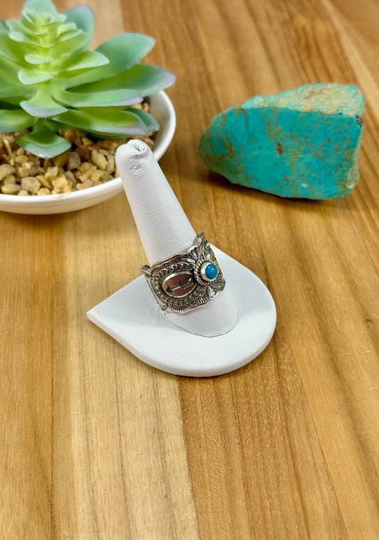 Kingman Turquoise Single Stone Sterling Ring