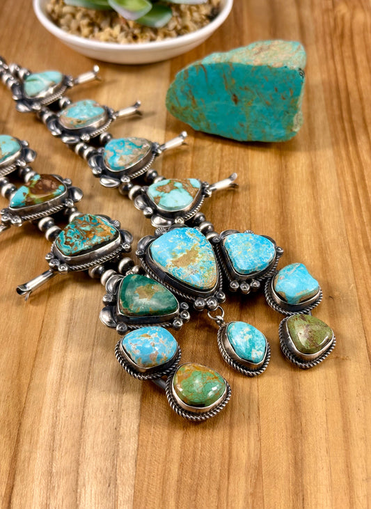 Royston Turquoise Squash Blossom Necklace