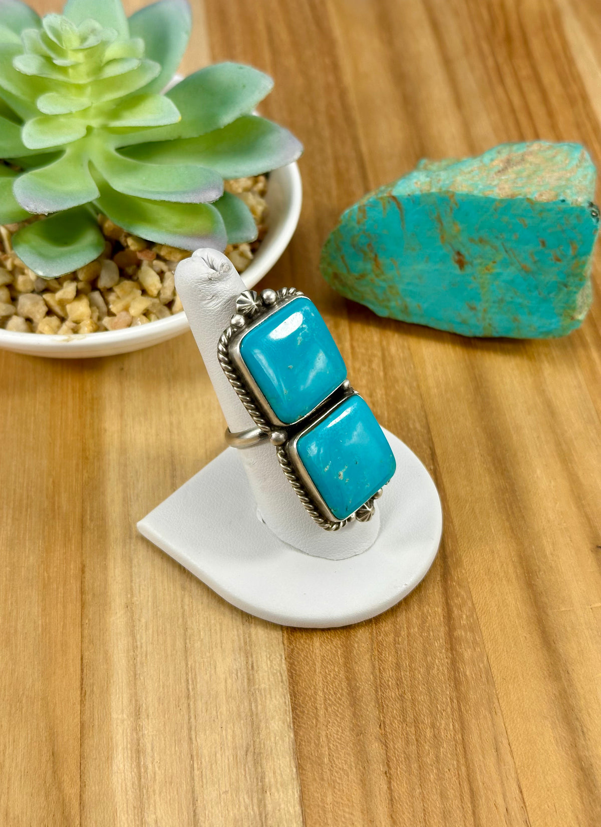 Kingman Turquoise 2 Stone Ring