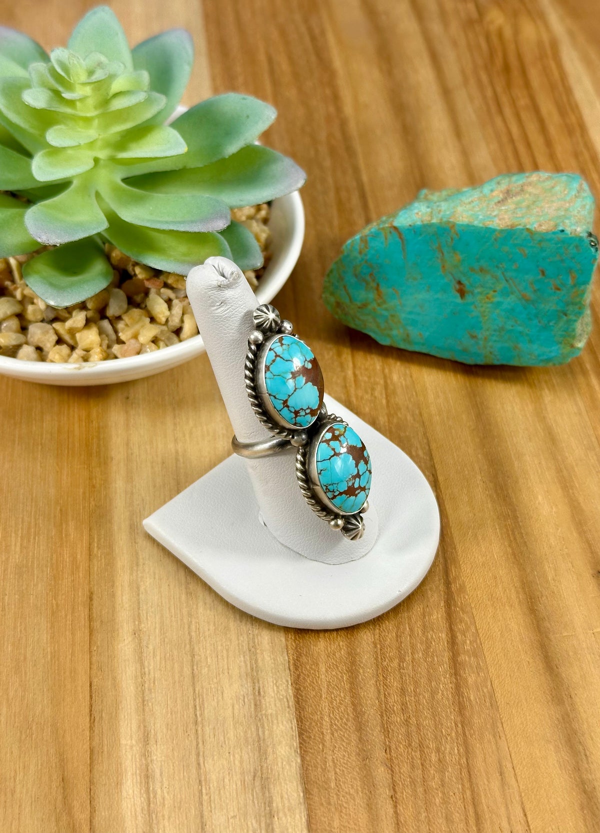 #8 Turquoise 2 Stone Sterling Ring