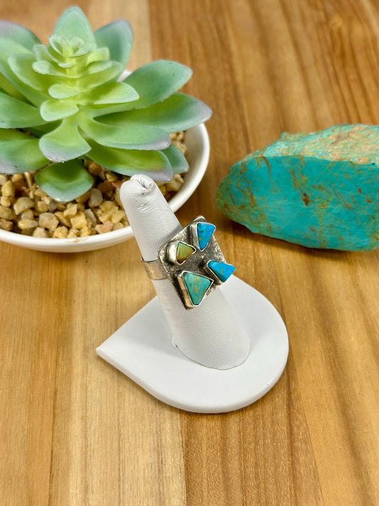 Kingman Turquoise Cluster Sterling Ring
