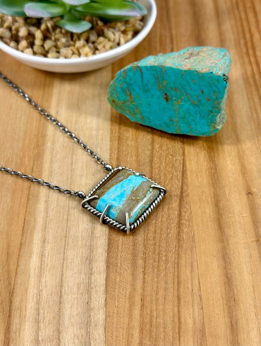 #8 Turquoise Square Waterproof Necklace