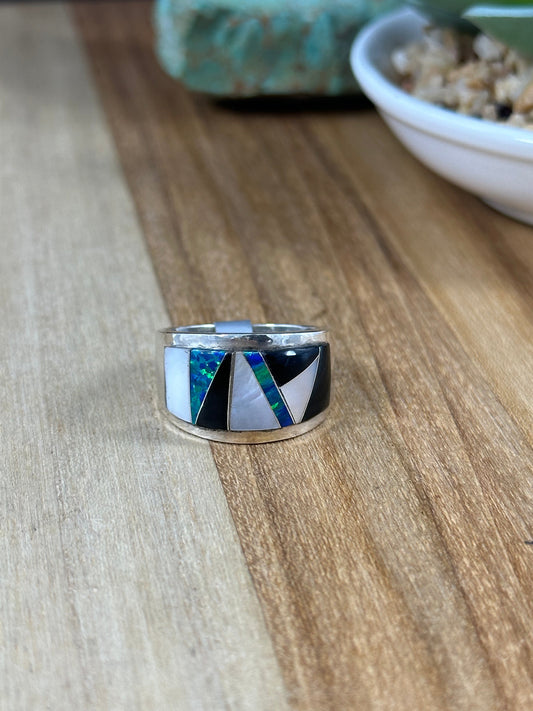 Men's Multi Stone Inlay Ring