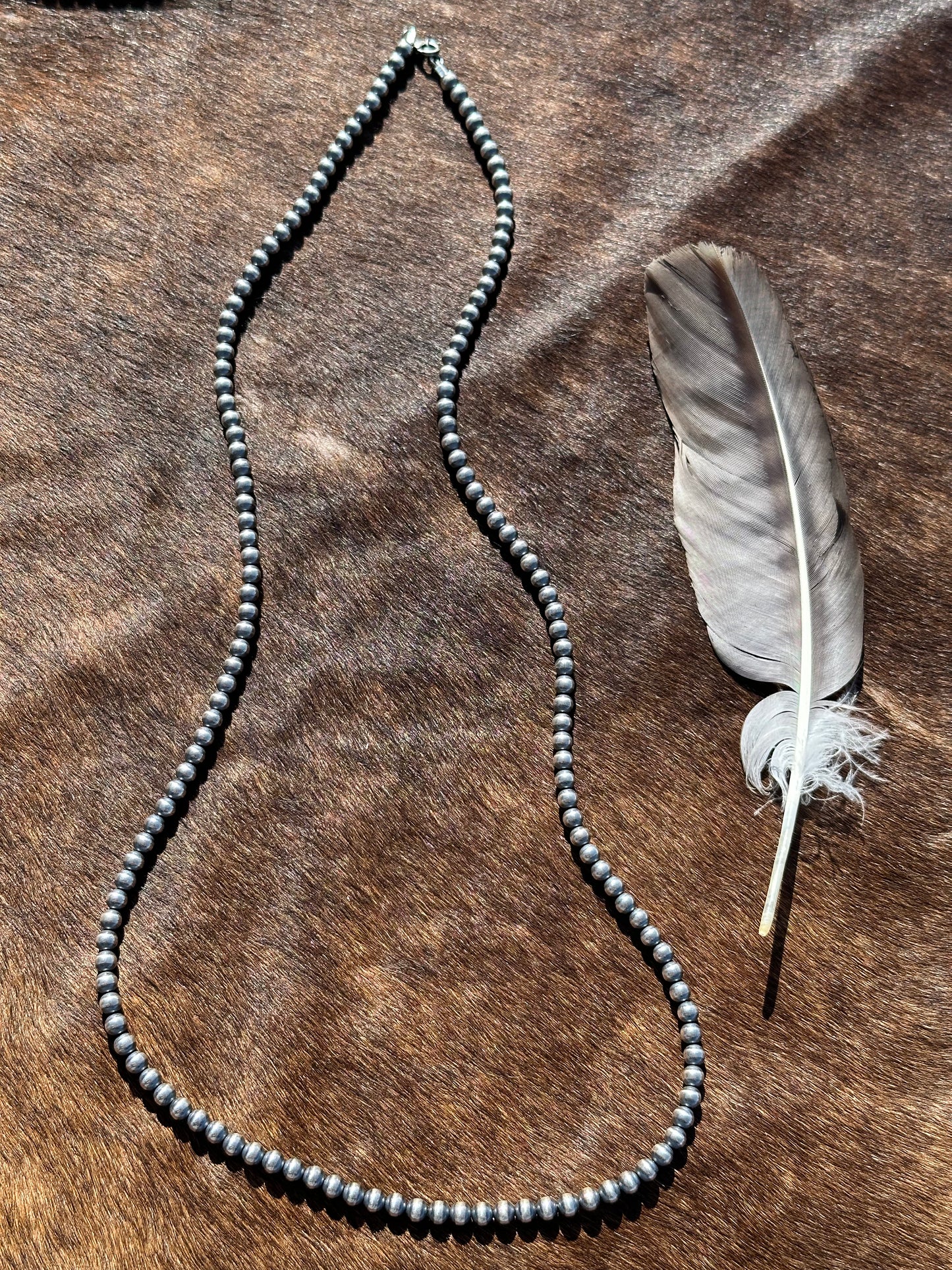 36" 6mm Silver Pearl Necklace