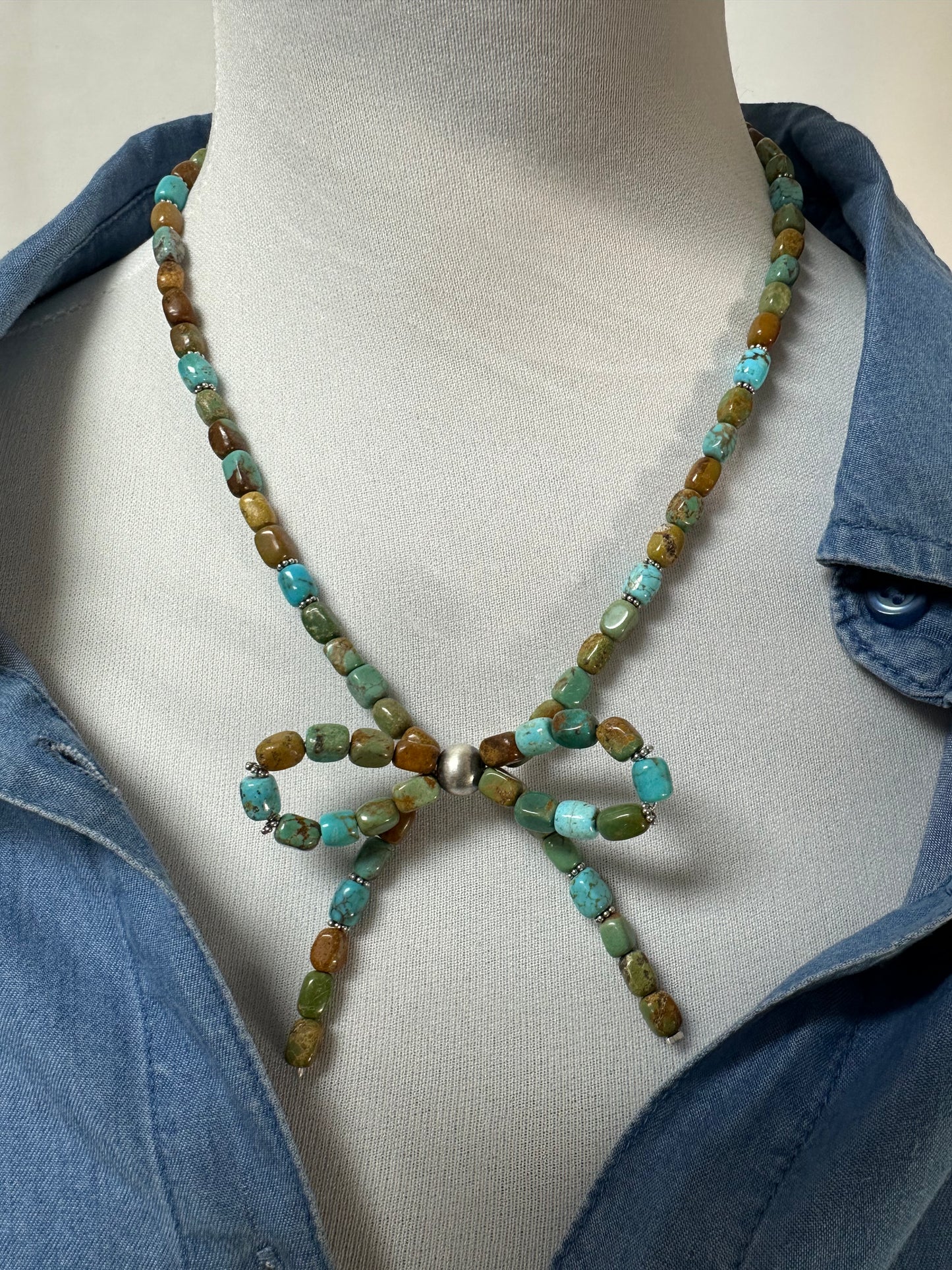 Kingman Turquoise Bow Necklace