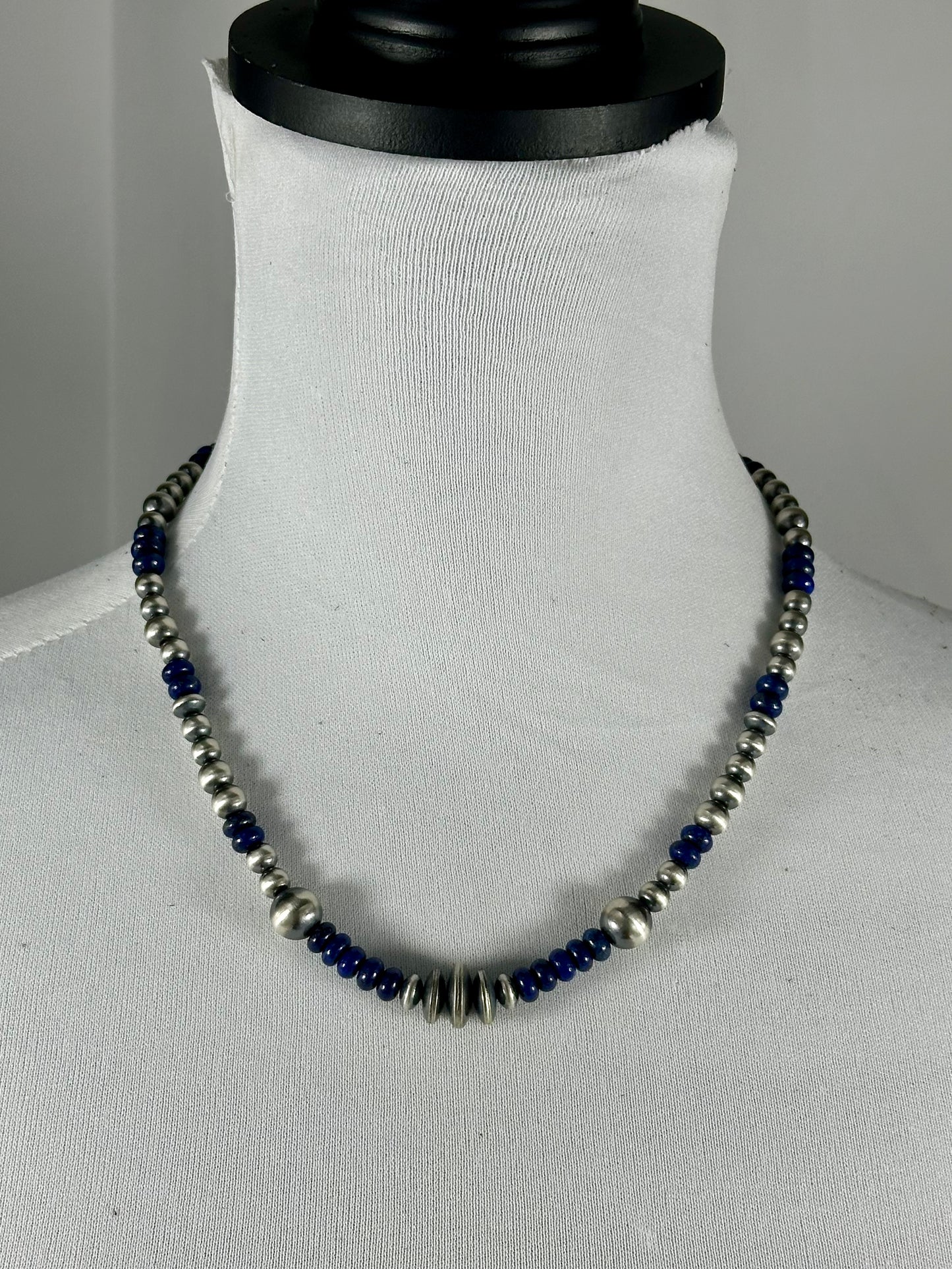 Lapis Lazuli & Sterling Pearl Necklace
