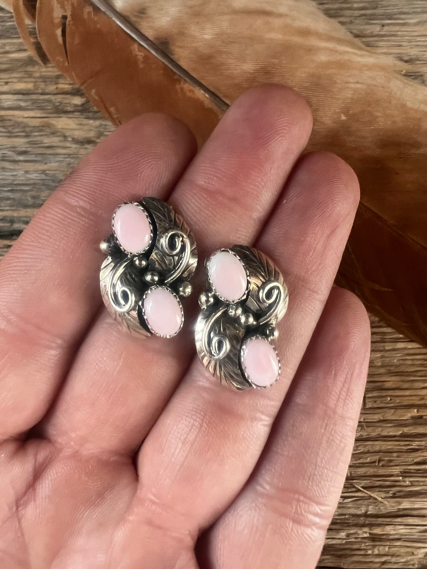 Pink Feather Earrings