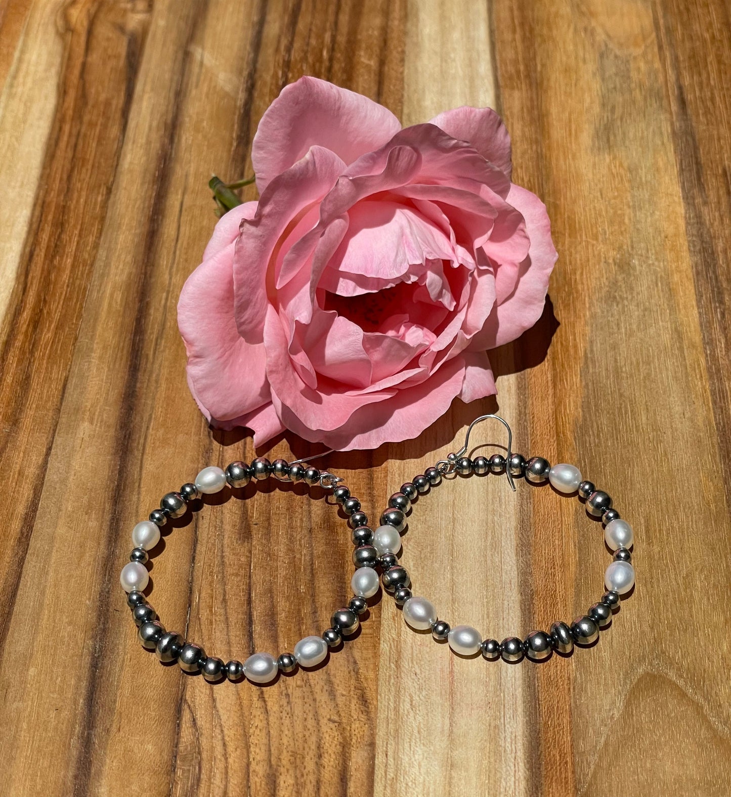 Freshwater and Silver Pearl Earrings