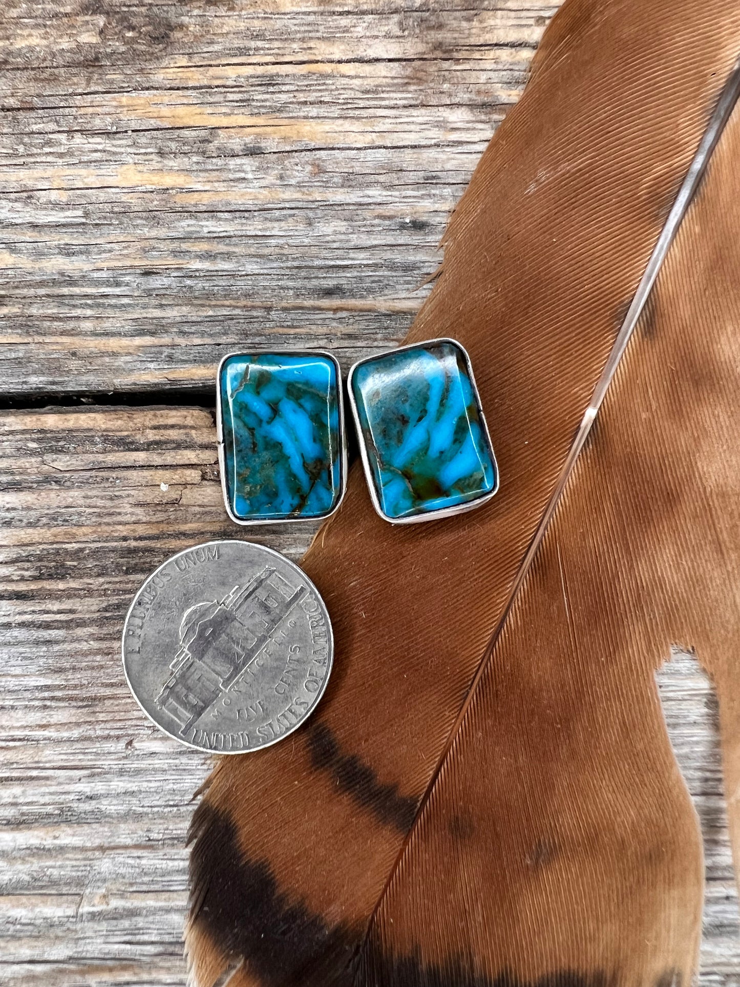 Blue Turquoise Square Earrings