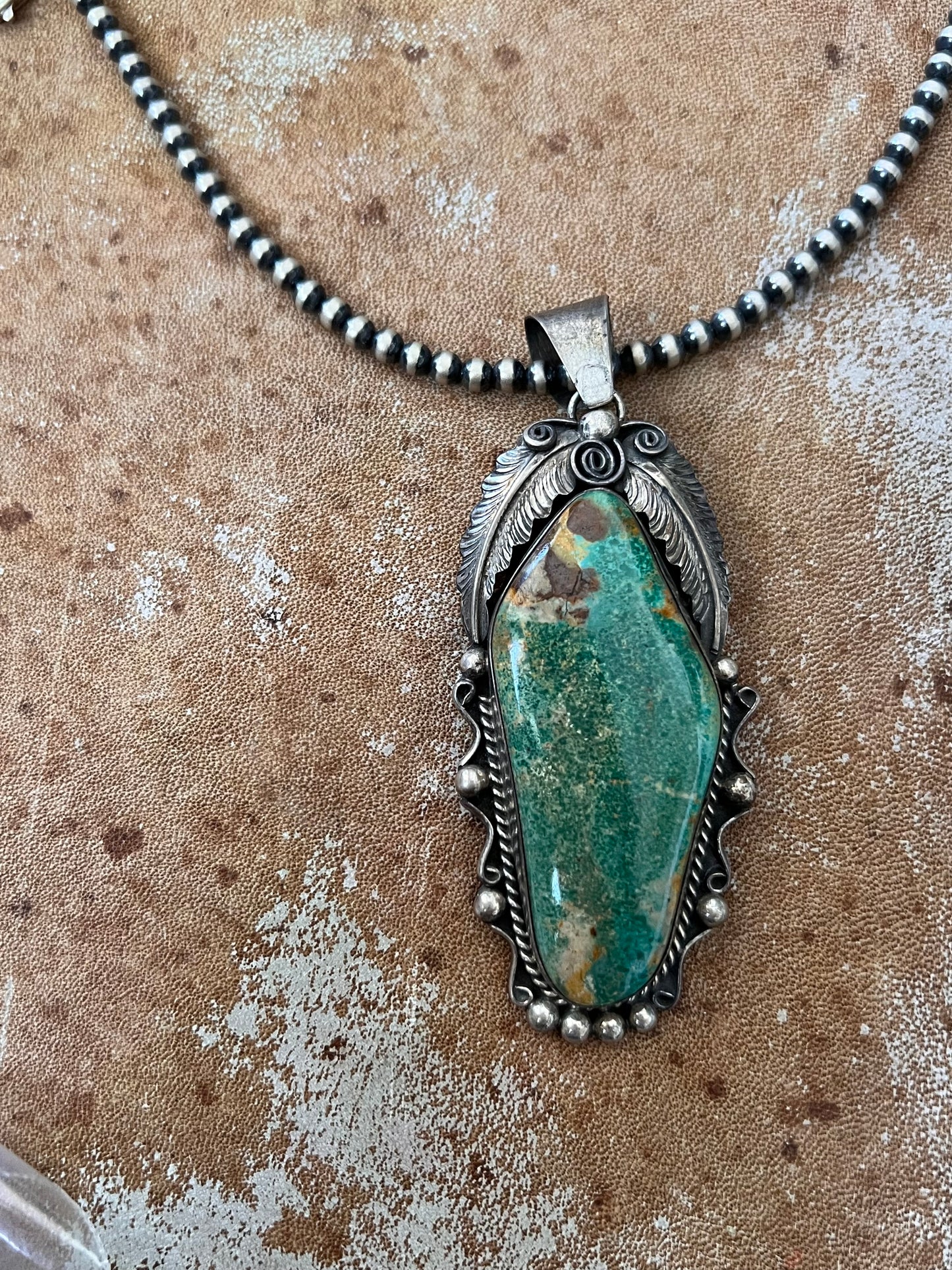 Kingman Turquoise Leaf Pendant