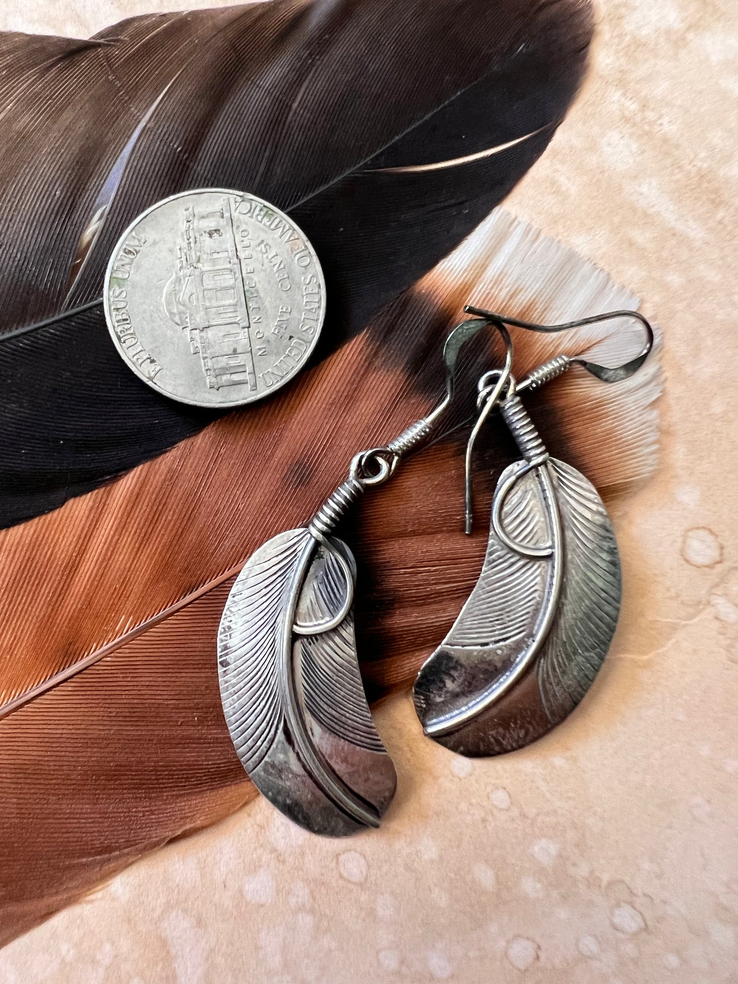 Sterling Silver Feather Earrings