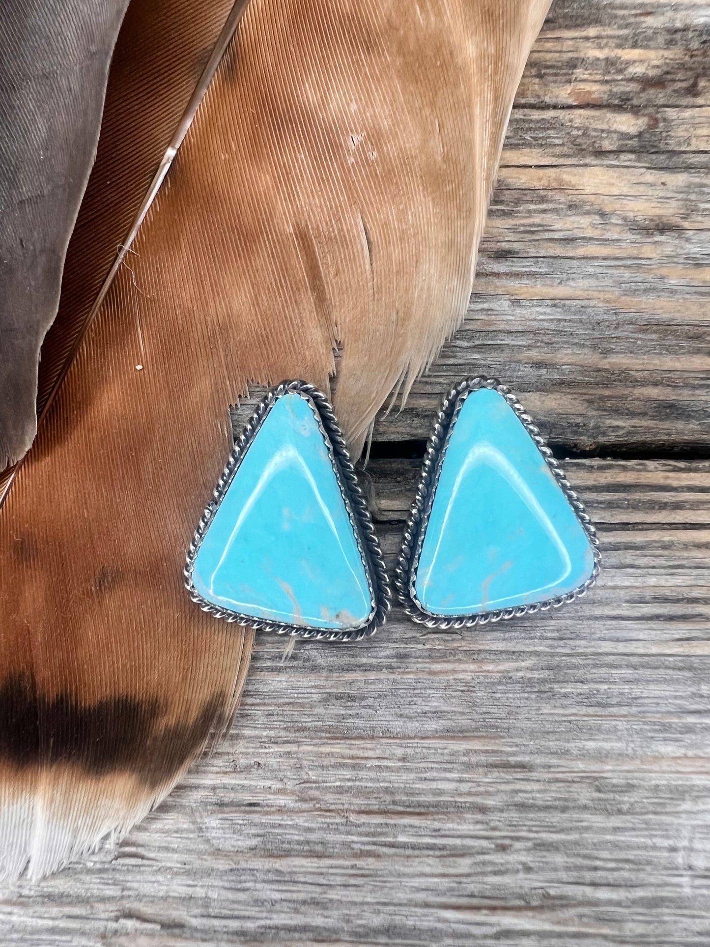 Blue Kingman Turquoise Triangle Earrings