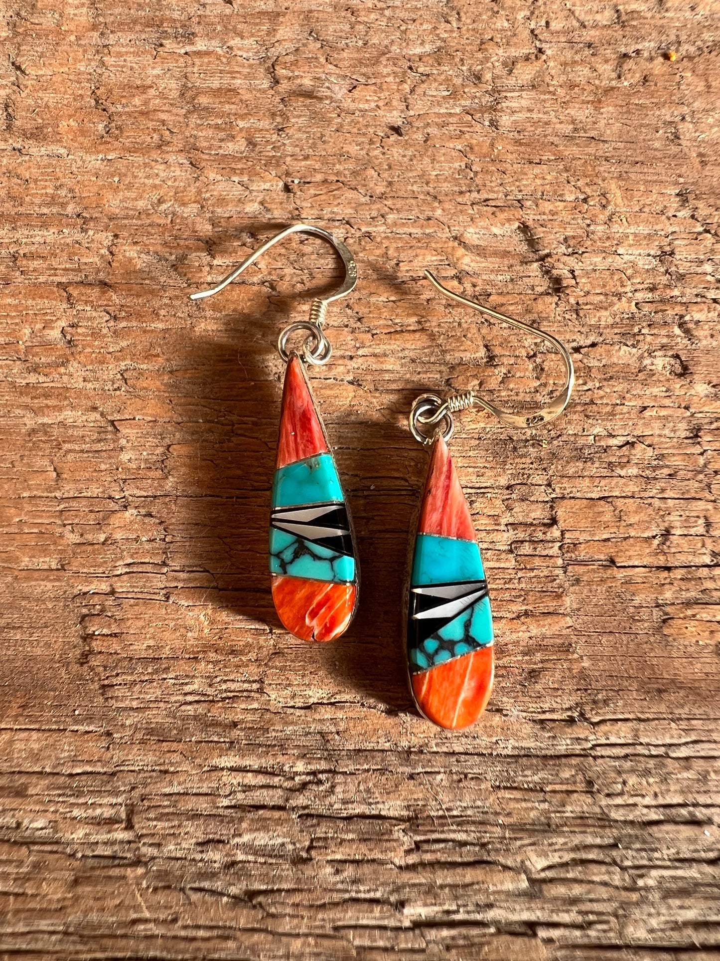 Coral Turquoise Inlay Earrings