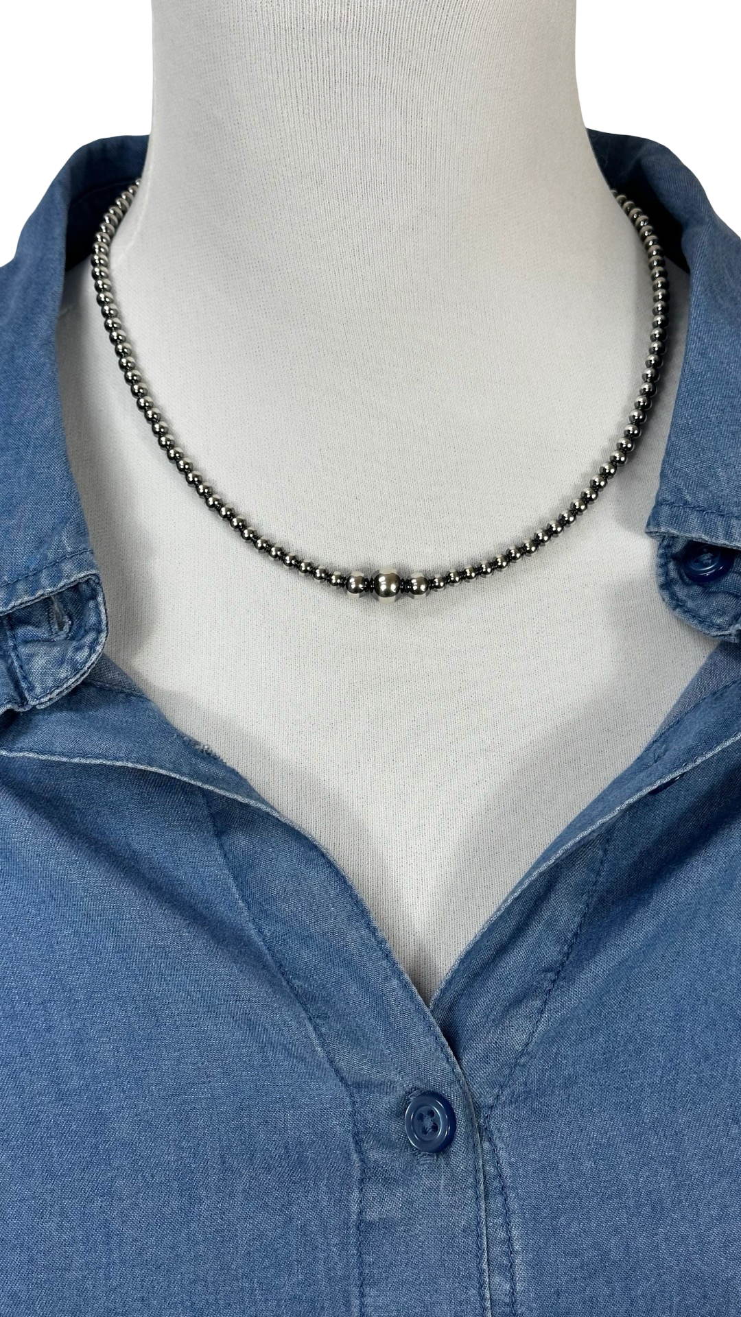 18" Graduated Sterling Pearl Necklace