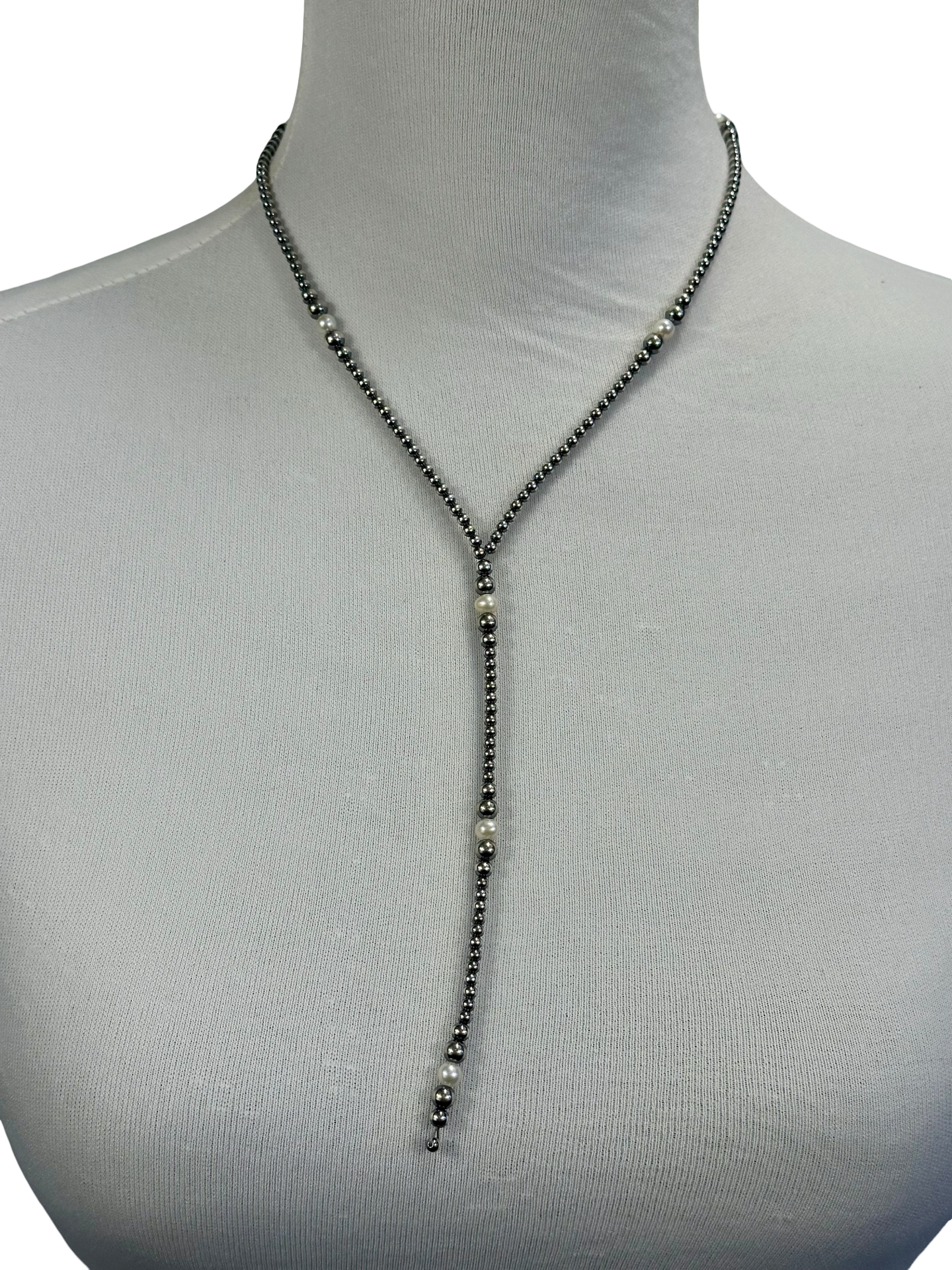 Fresh Water Pearl & Sterling Silver Pearl Y - Necklace