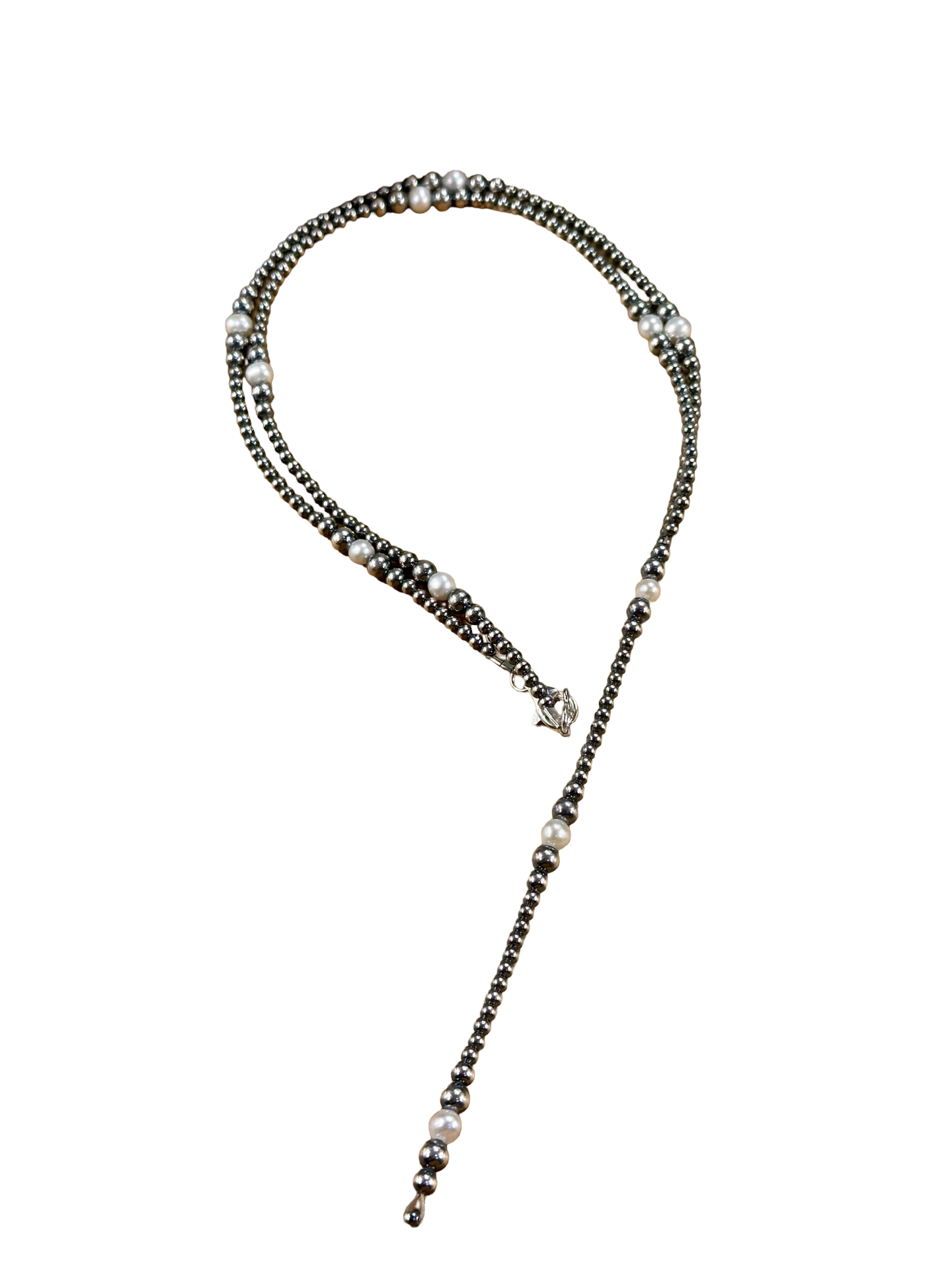 Fresh Water Pearl & Sterling Silver Pearl Y - Necklace