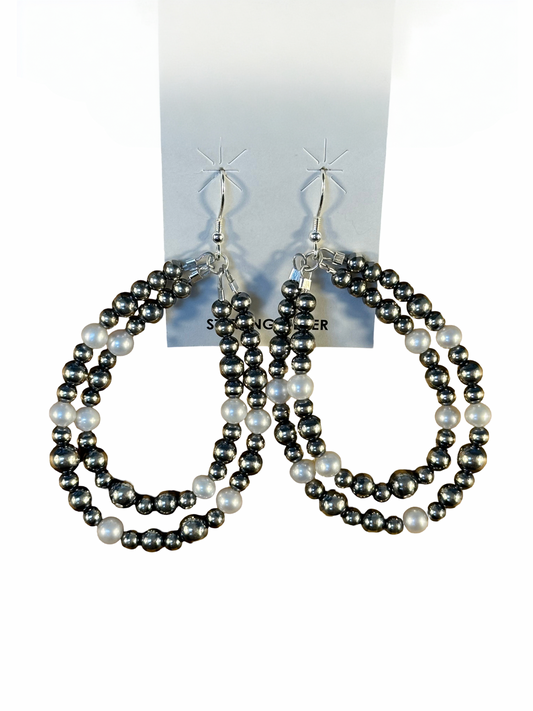 Freshwater & Sterling Pearl Double-Teardrop Earrings