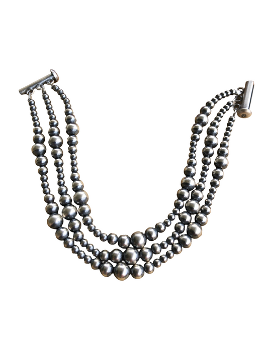 3 Strand Varied Sterling Pearl Bracelet