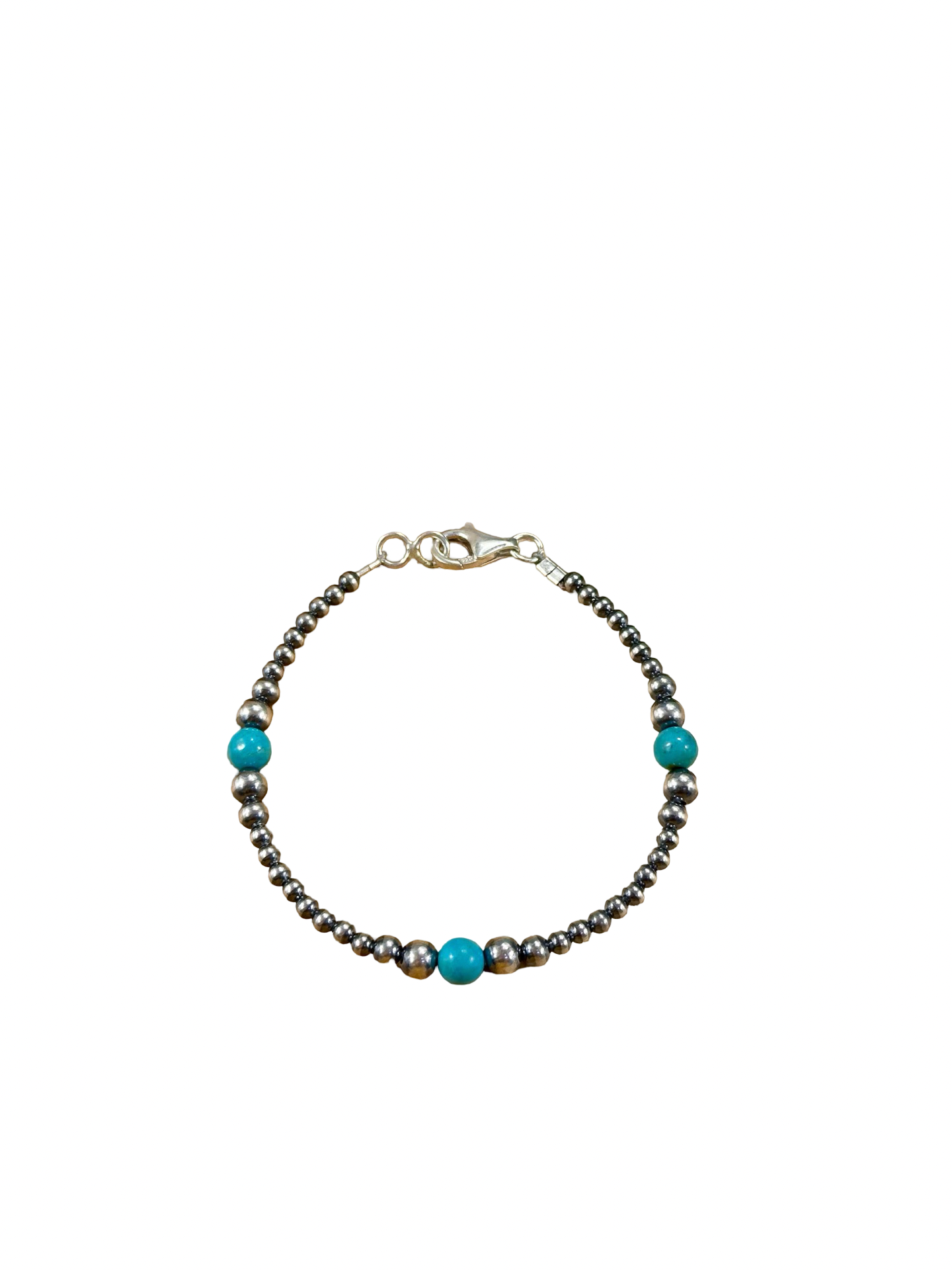 Kingman Turquoise & Sterling Silver Pearl Bracelet