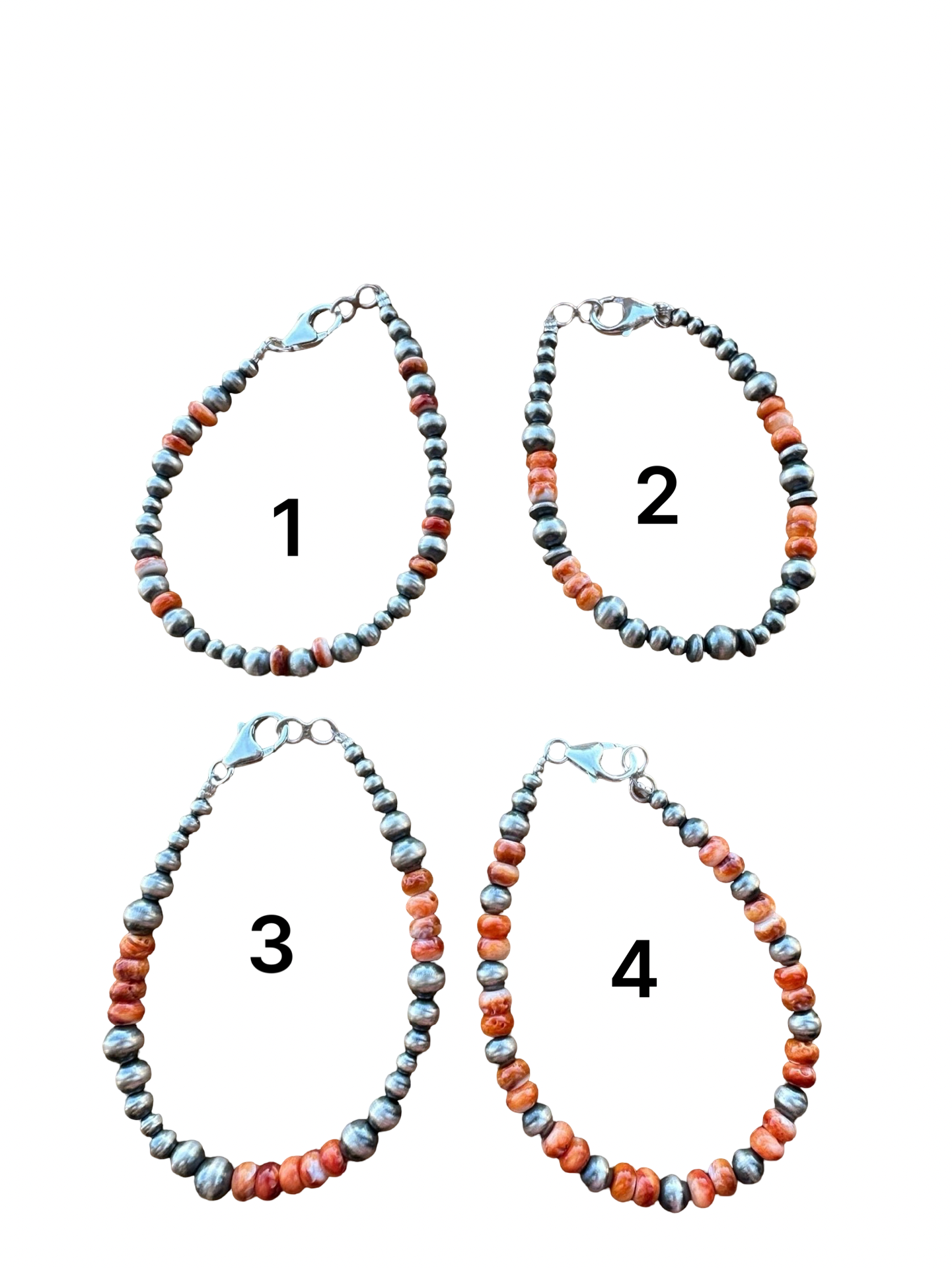 Sterling Pearl & Orange Spiny Bead Bracelet