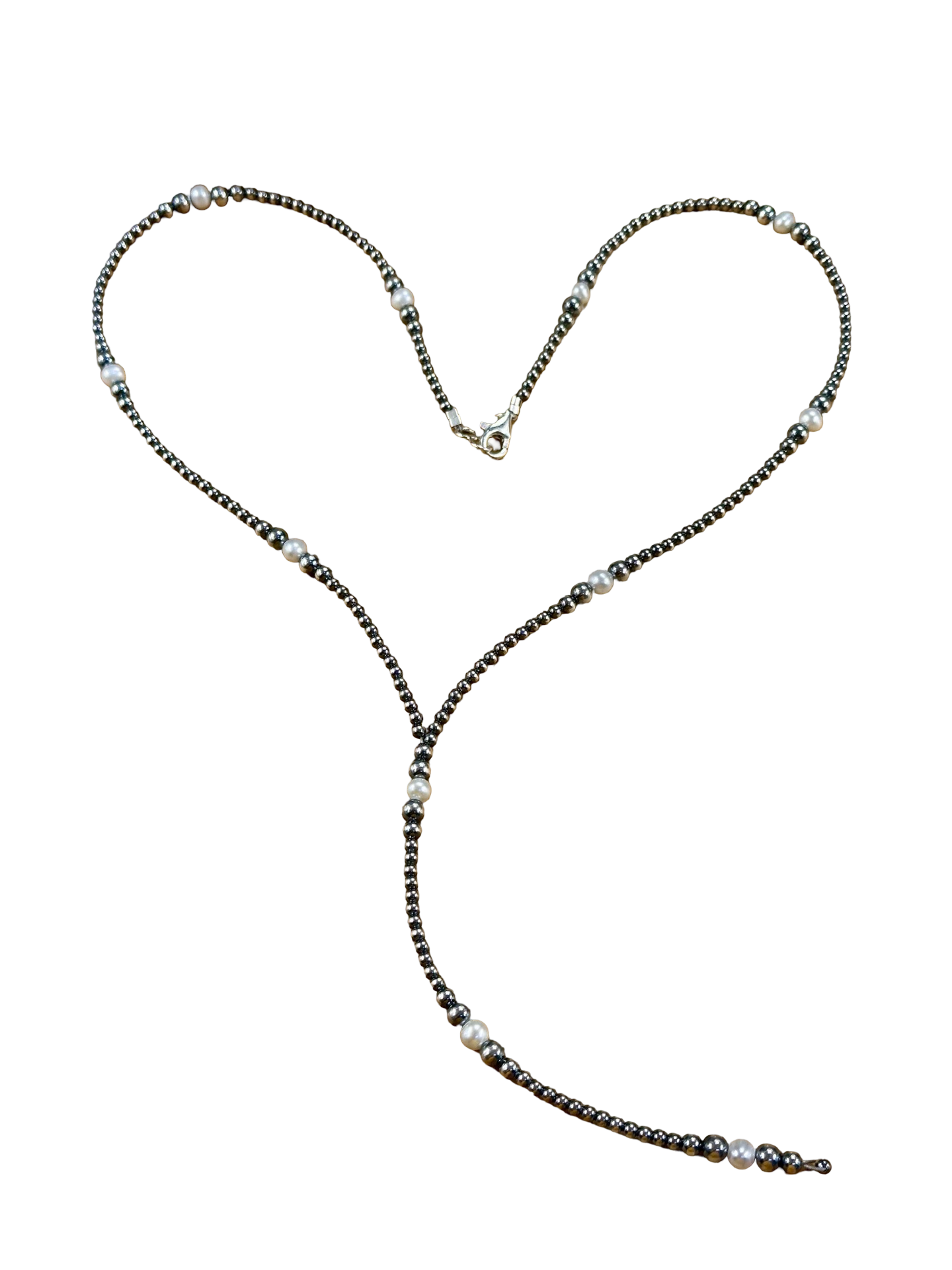 Fresh Water Pearl & Sterling Silver Pearl Y - Necklace