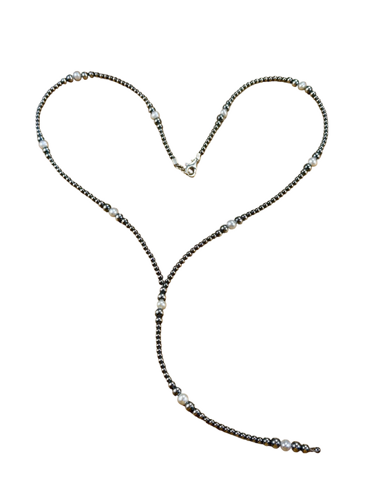 Fresh Water Pearl & Sterling Silver Pearl Y - Necklace