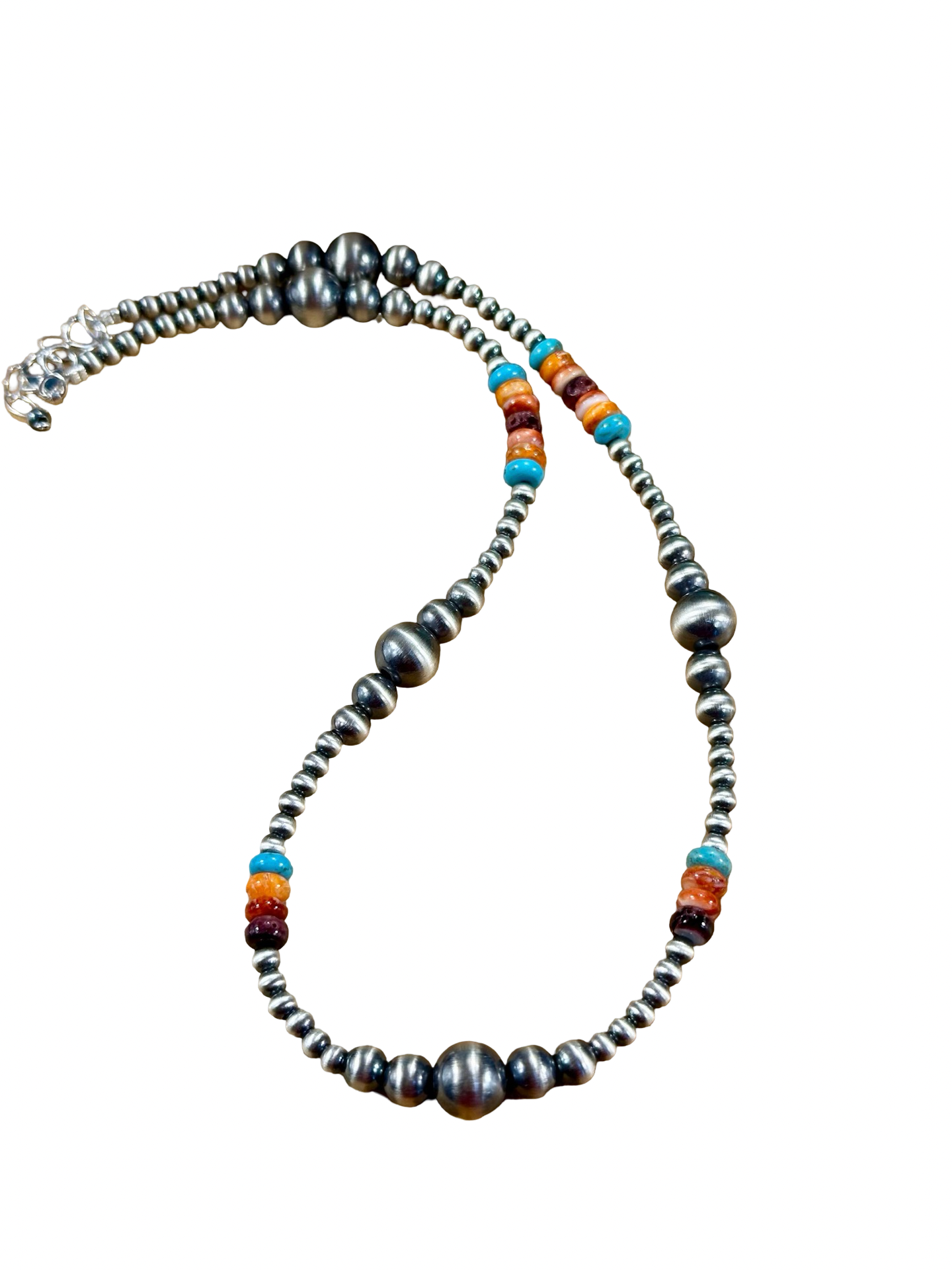 Multi-Color Bead & Sterling Pearl Necklace