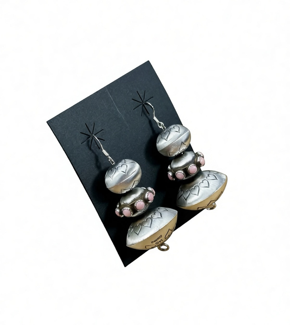 Handmade Sterling Pearl Pink Conch Dangle Earrings