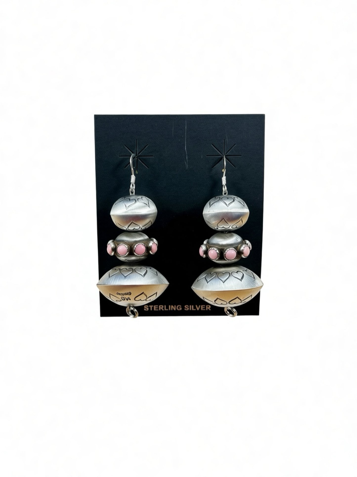 Handmade Sterling Pearl Pink Conch Dangle Earrings