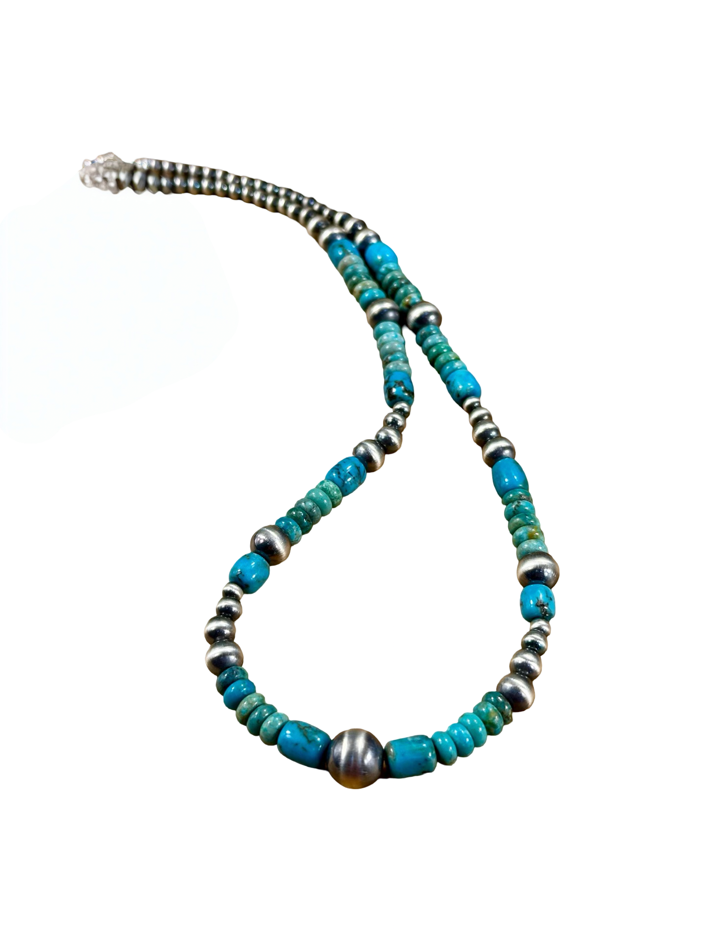 Kingman Turquoise & Silver Pearl Necklace