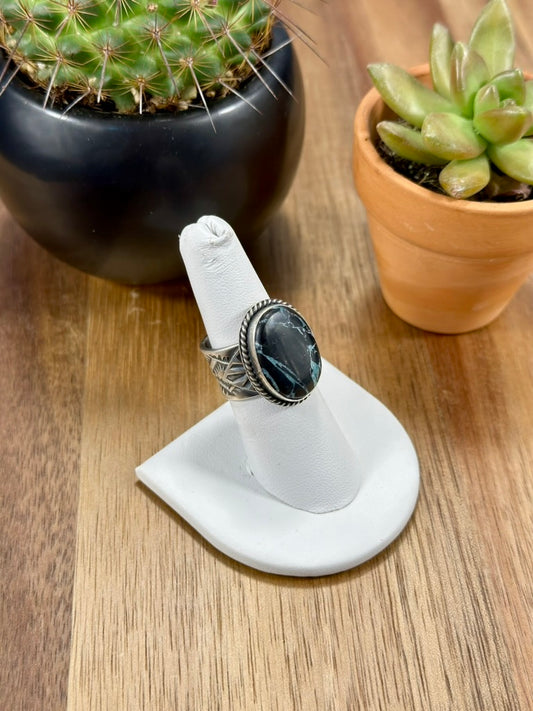 Blackjack Single Stone Sterling Silver Ring