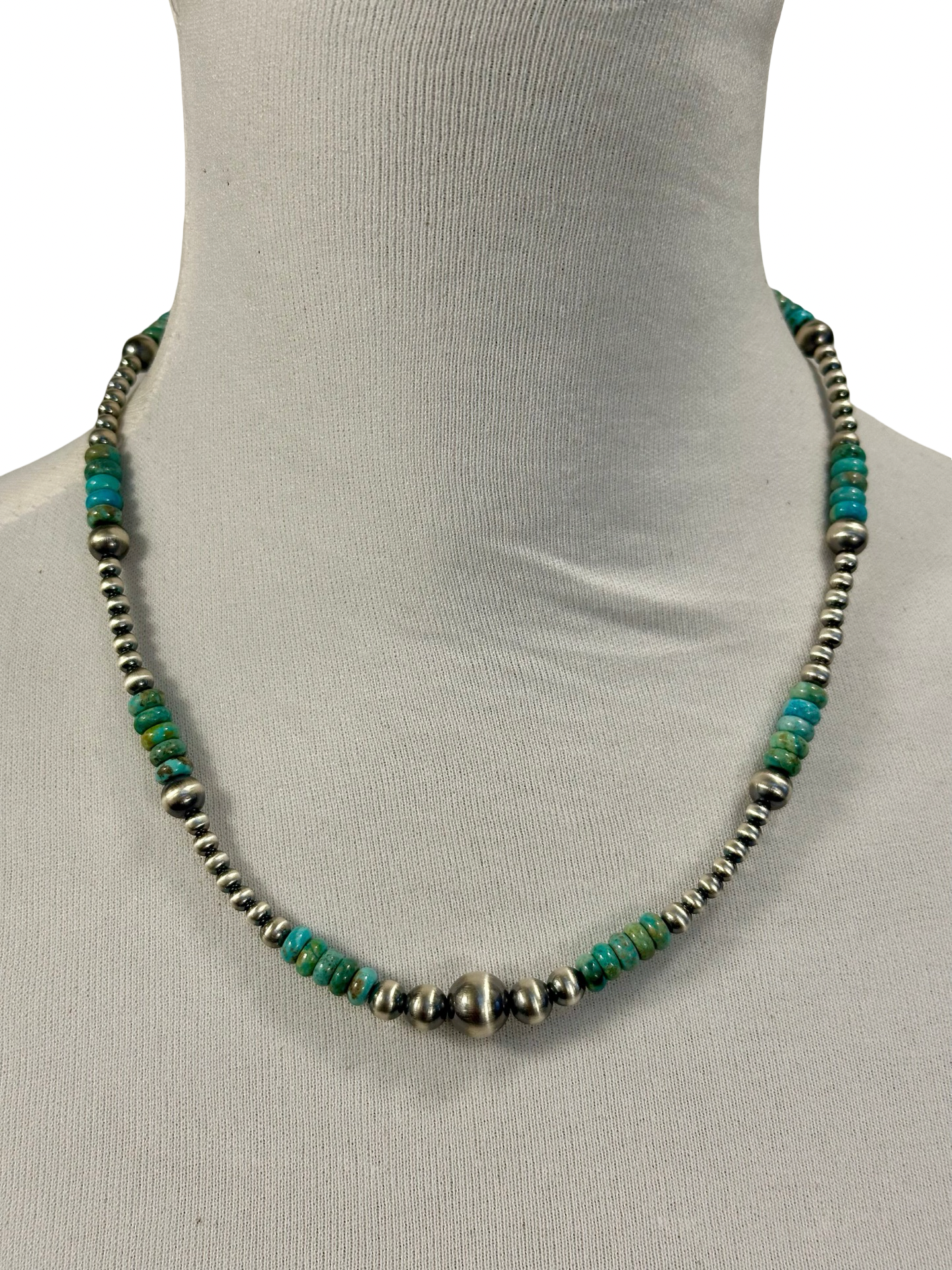 Kingman Turquoise and Silver Pearl Necklace